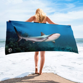 Diver Dena's Adventure Shop- Happy Reef Shark Beach Towel