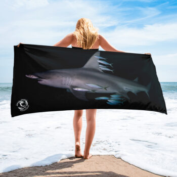 Diver Dena's Adventure Shop-Hammerhead & Friends LARGE Beach/Shower Towel