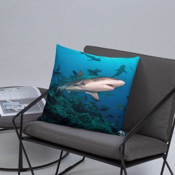 Diver Dena's Adventure Shop-Shark Life Throw Pillow (18 X 18)