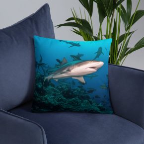 Diver Dena's Adventure Shop-Shark Life Throw Pillow (18 X 18)